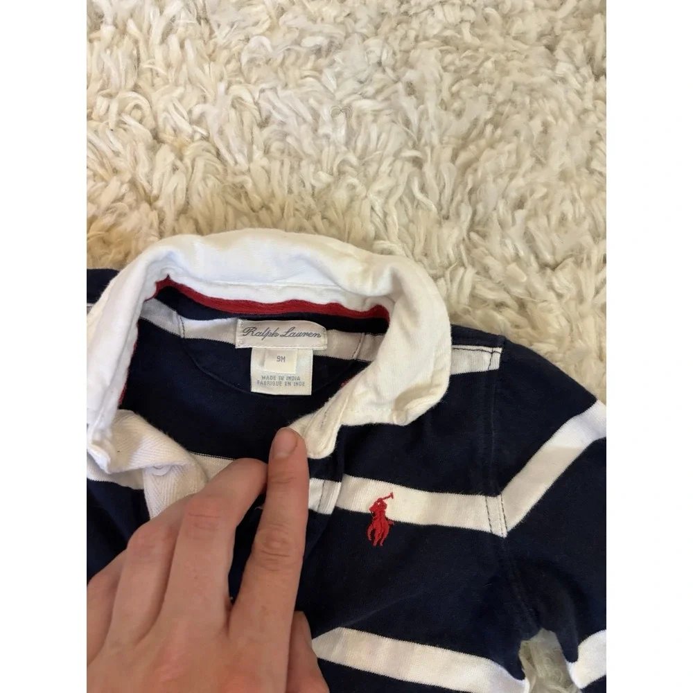 Ralph Lauren Baby One Piece Striped Rugby 9 Months Preppy